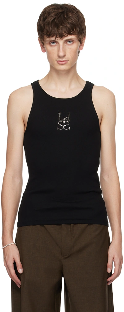 Ludovic De Saint Sernin Black Crystal-cut Tank Top