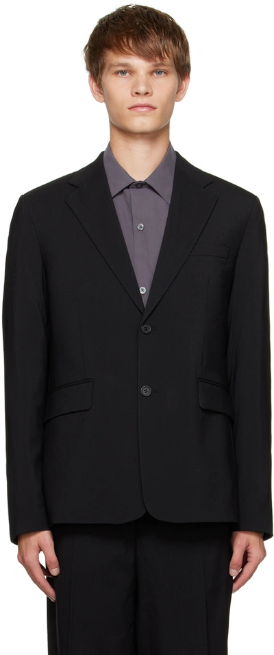Mfpen Black Single-breasted Blazer In Black Wool