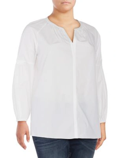 Vince Camuto Plus Puffed Sleeve Top In Ultra White