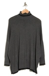 Adrianna Papell Tipped Turtleneck Sweater In Heather Charcoal/ Black