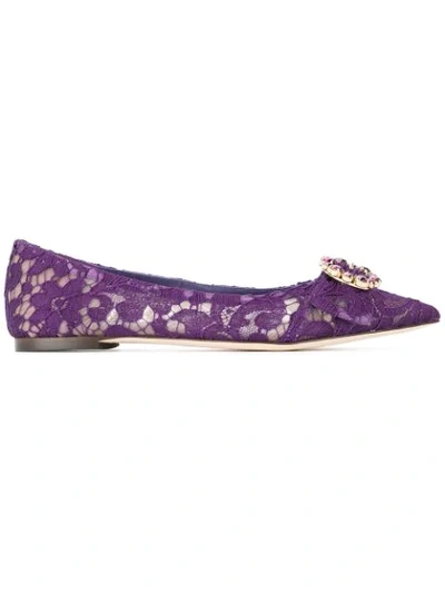 Dolce & Gabbana Belucci Crystal Flats In Purple