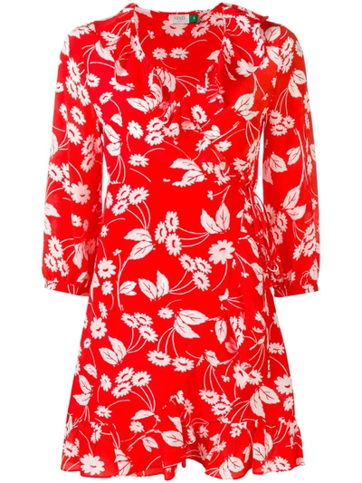 Rixo London Abigail Floral-print Silk-crepe Wrap Dress In Abstract Daisy Red White