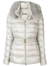 Herno Claudia Fur Trim Padded Jacket In Neutrals