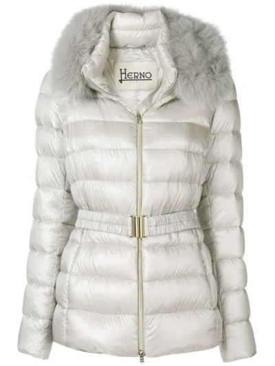 Herno Claudia Fur Trim Padded Jacket In Neutrals