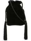 Hunting Season Tula Velvet Shoulder Bag In Black