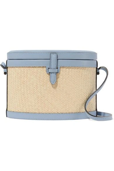 Hunting Season Trunk Raffia And Leather Shoulder Bag In Neutral