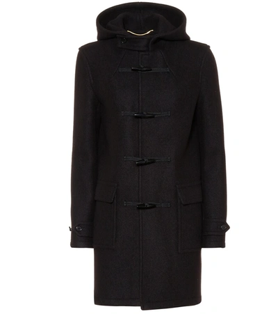 Saint Laurent Wool Duffle Coat In Black