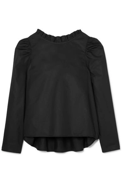 Atlantique Ascoli Enfant Ruffled Cotton-poplin Top In Black