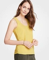 Ann Taylor Petite Mixed Jersey Tank In Yellow Bamboo