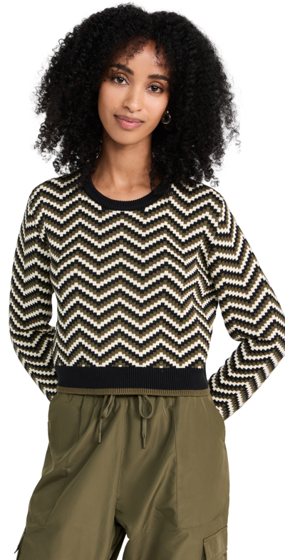 The Upside Karlie Zigzag-print Knit Jumper In Dark Green