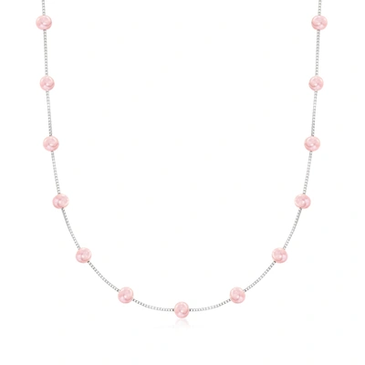 Ross-simons 6-6.5mm Pink Cultured Pearl Station Necklace In Sterling Silver In Multi