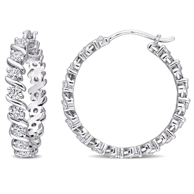 Mimi & Max 1 1/4ct Dew Created Moissanite Hoop Earrings In Sterling Silver In White
