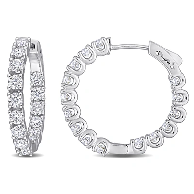 Mimi & Max 3ct Dew Created Moissanite Inside-outside Hinged Hoop Earrings In Sterling Silver In White