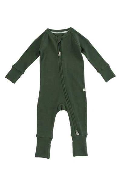 Loulou Lollipop Babies' Waffle Knit Fitted One-piece Pajamas In Spruce Green
