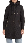 Michael Kors Quilted Water Resistant 450 Fill Power Down Jacket In Black
