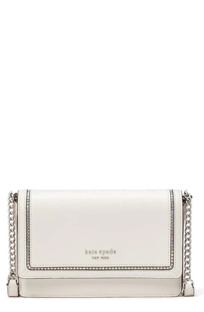 Kate Spade Morgan Crystal Inlay Saffiano Leather Crossbody Bag In Parchment.