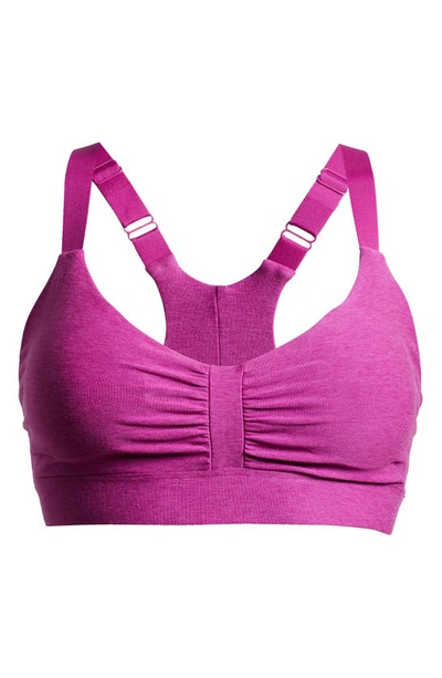 Beyond Yoga Space Dye On Center Sports Bra In Magenta Heather