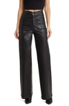 Le Jean Virginia Wide Leg Jeans In Black Coated