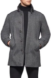 Norwegian Wool Waterproof Herringbone Wool Blend Car Coat In Grey