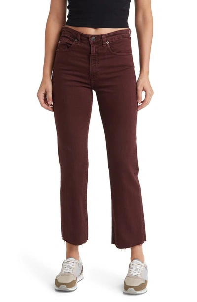Ag Kinsley High Waist Raw Hem Ankle Flare Jeans In Hi-white Pinot Noir