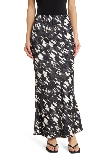 Vero Moda Merle Abstract Print Maxi Skirt In Black Aop Sonya