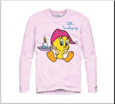 Mc2 Saint Barth Kids' Pink Pajama T-shirt For Girl With Titty Print
