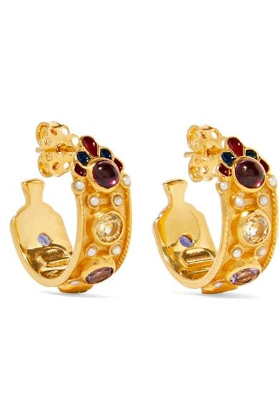 Percossi Papi Gold-plated And Enamel Multi-stone Hoop Earrings