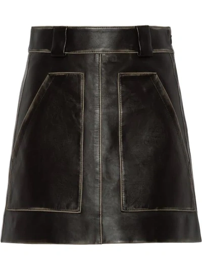 Prada Leather Miniskirt In Black