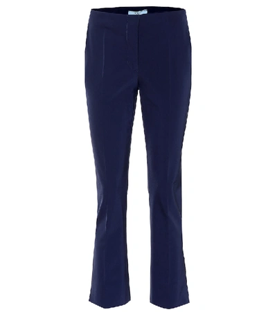 Prada Mid-rise Flat-front Straight-leg Cropped Pants In Bleu