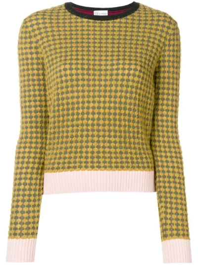 Red Valentino Intarsia Wool Blend Knit Sweater In Multicolor