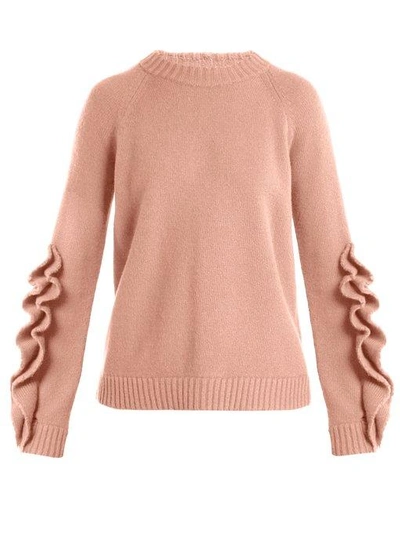 Red Valentino Ruffle-trim Wool Sweater In Pink