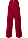Red Valentino Redvalentino - High Rise Notched Waist Trousers - Womens - Red In Cherry