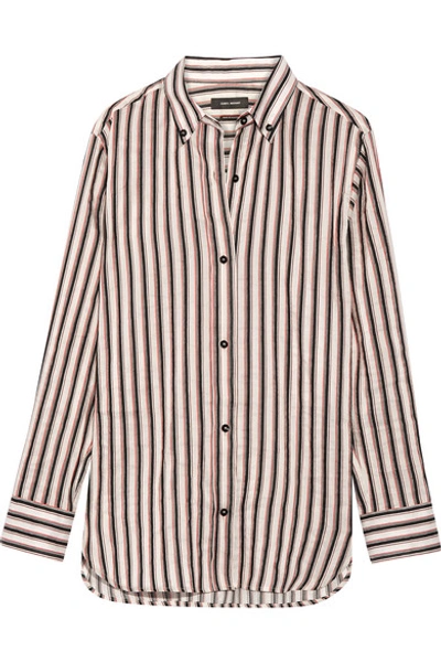 Isabel Marant Striped Ramie And Silk-blend Shirt In Black & Red