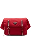 Prada New Vela Leather-trimmed Belt Bag In Red Multi