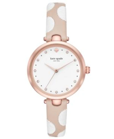 Kate Spade Holland Leather Strap Watch, 34mm In Nude/ White/ Pink