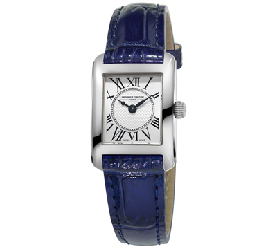 Frederique Constant Women's Swiss Classics Carree Blue Leather Strap Watch 23x21mm In White/blue
