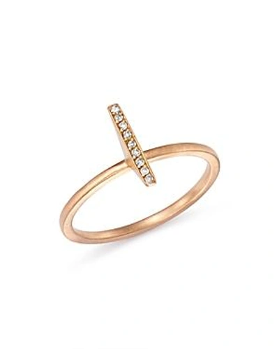 Suel 18k Rose Gold Diamond Bar Ring In White/rose