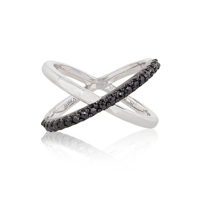Alinka Jewellery Katia Single Crossover Ring Black Diamonds