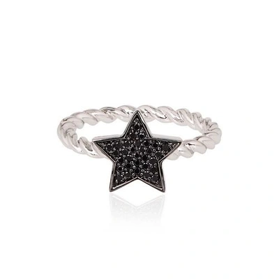 Alinka Jewellery Stasia Single Star Ring Braided Black Diamonds