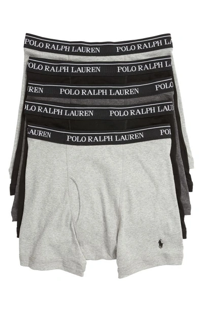 Polo Ralph Lauren Men's 5-pk. Cotton Classic Boxer Briefs In Black,grey