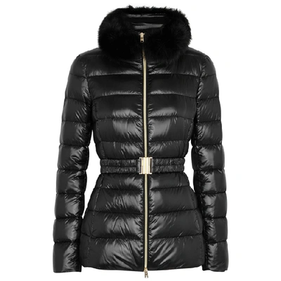 Herno Iconic Claudia Fur-trimmed Shell Jacket In Black