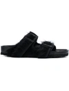 Rick Owens Birkenstock Arizona Ponyskin Sandals In Black