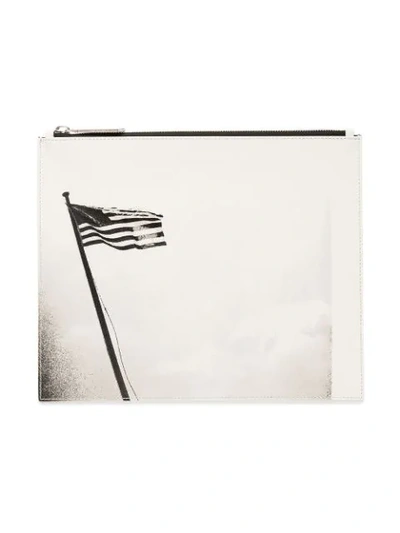 Calvin Klein 205w39nyc Black And White American Flag Print Leather Pouch