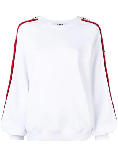 Msgm Oversized Logo Bands Cotton Sweatshirt In White