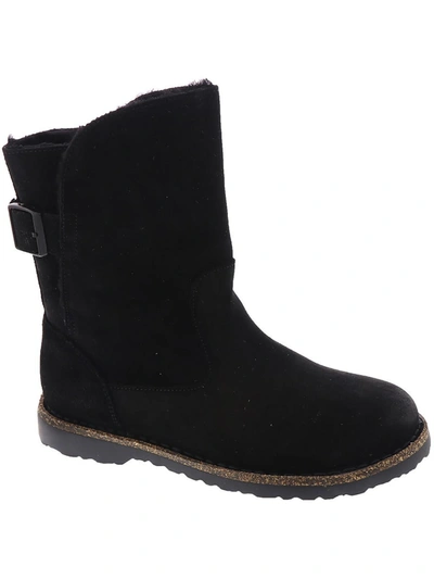 Birkenstock Upsalla Womens Lamb Fur Buckle Winter & Snow Boots In Black