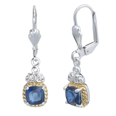 Vir Jewels Yellow Gold Plated Created Blue Sapphire Earrings (1.80 Ct)