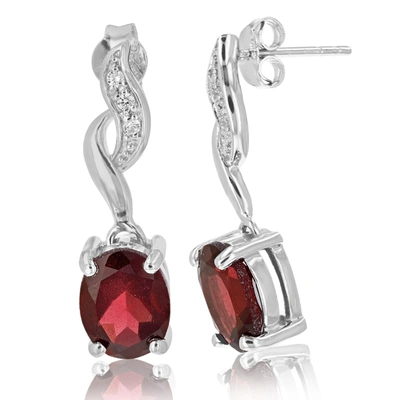 Vir Jewels 2.70 Cttw Garnet Dangle Earrings .925 Sterling Silver With Rhodium 9x7 Mm Oval In Red