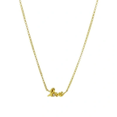 Yvonne Henderson Jewellery Love Script Necklace With White Sapphire Gold