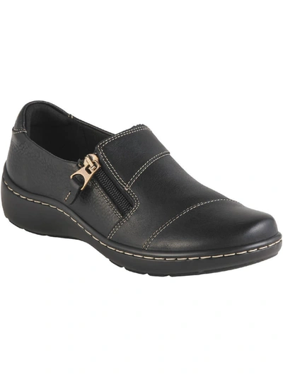 Clarks Cora Harbor Womens Leather Slip On Loafers In Black