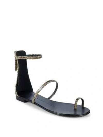 Giuseppe Zanotti Leather Ankle-strap Sandals In Black Gold